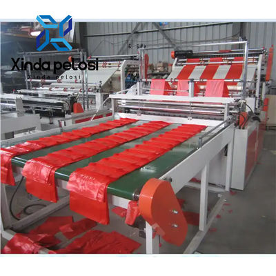 Double Lines Hot Cutting Polythene Shopping Bag Making Machines Middle Speed
